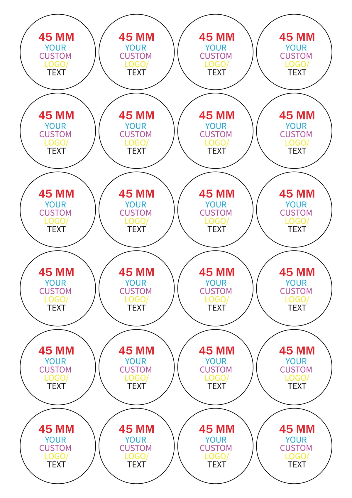 Circle shape Stickers A4  sheets.