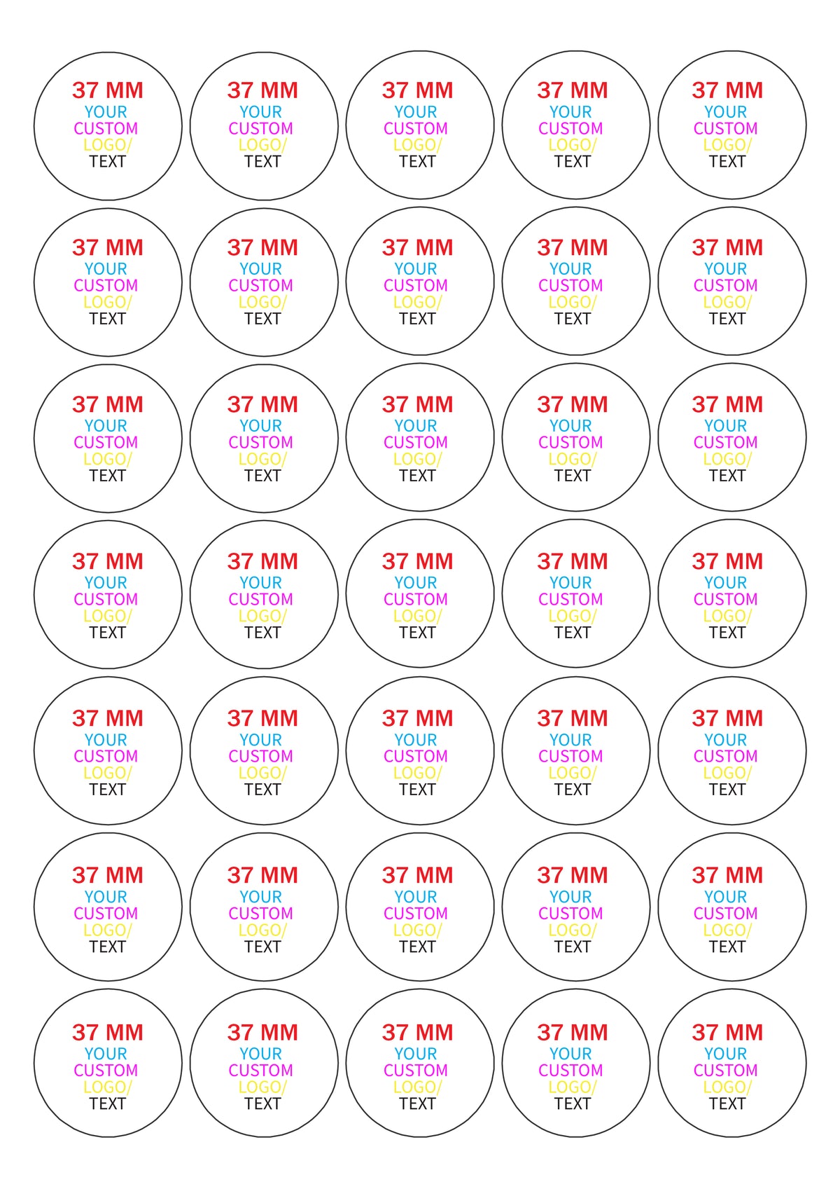 Circle shape Stickers A4  sheets.